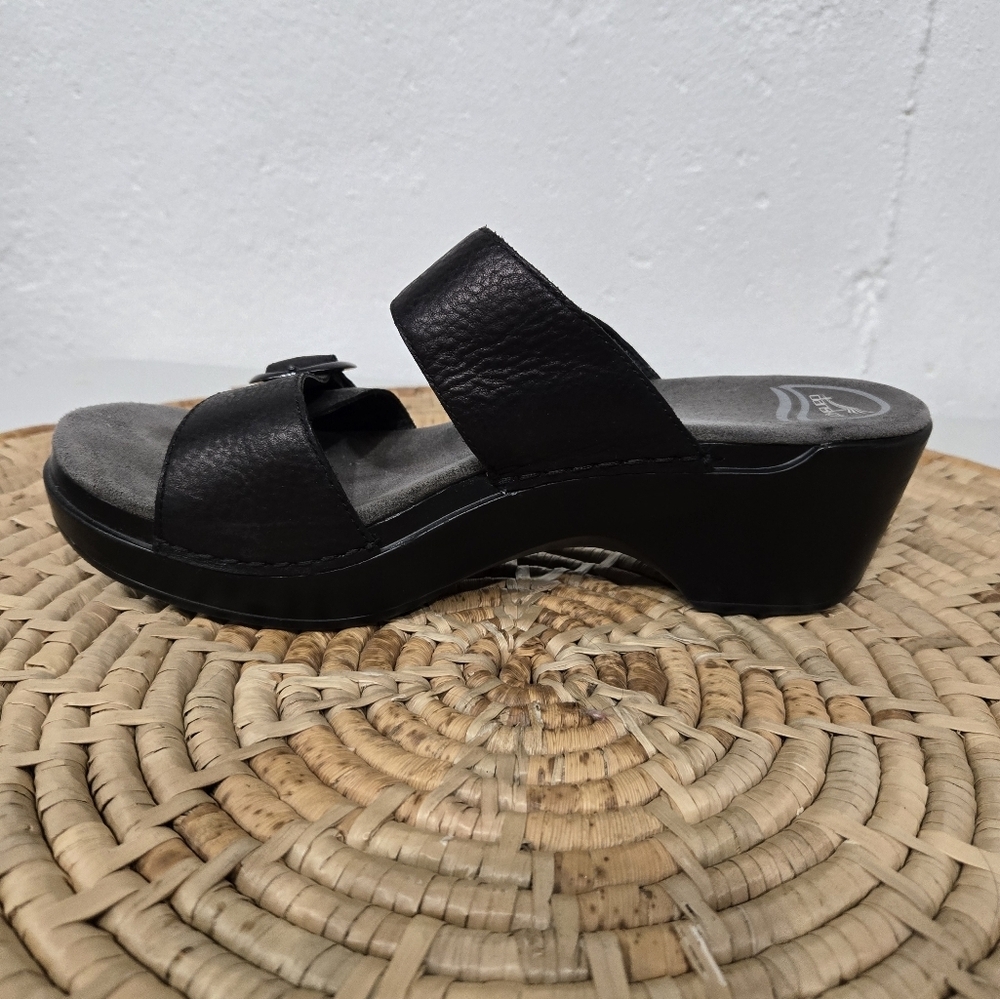 Dankso Black Leather Strappy Slip On Sandals 10-10.5 - Picture 3 of 8